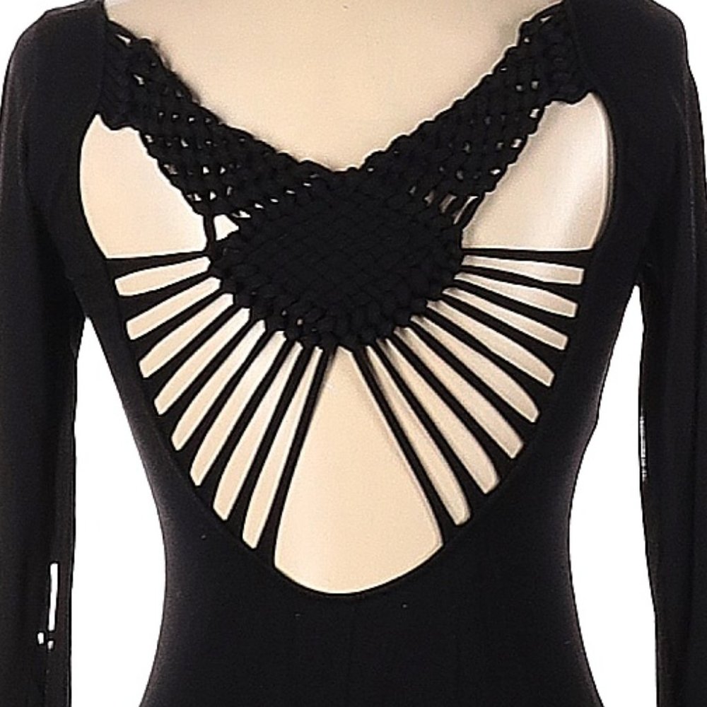 💥HOT ITEM💥 Bodycon Macrame and Fringe Dress in Black - Picture 10 of 14
